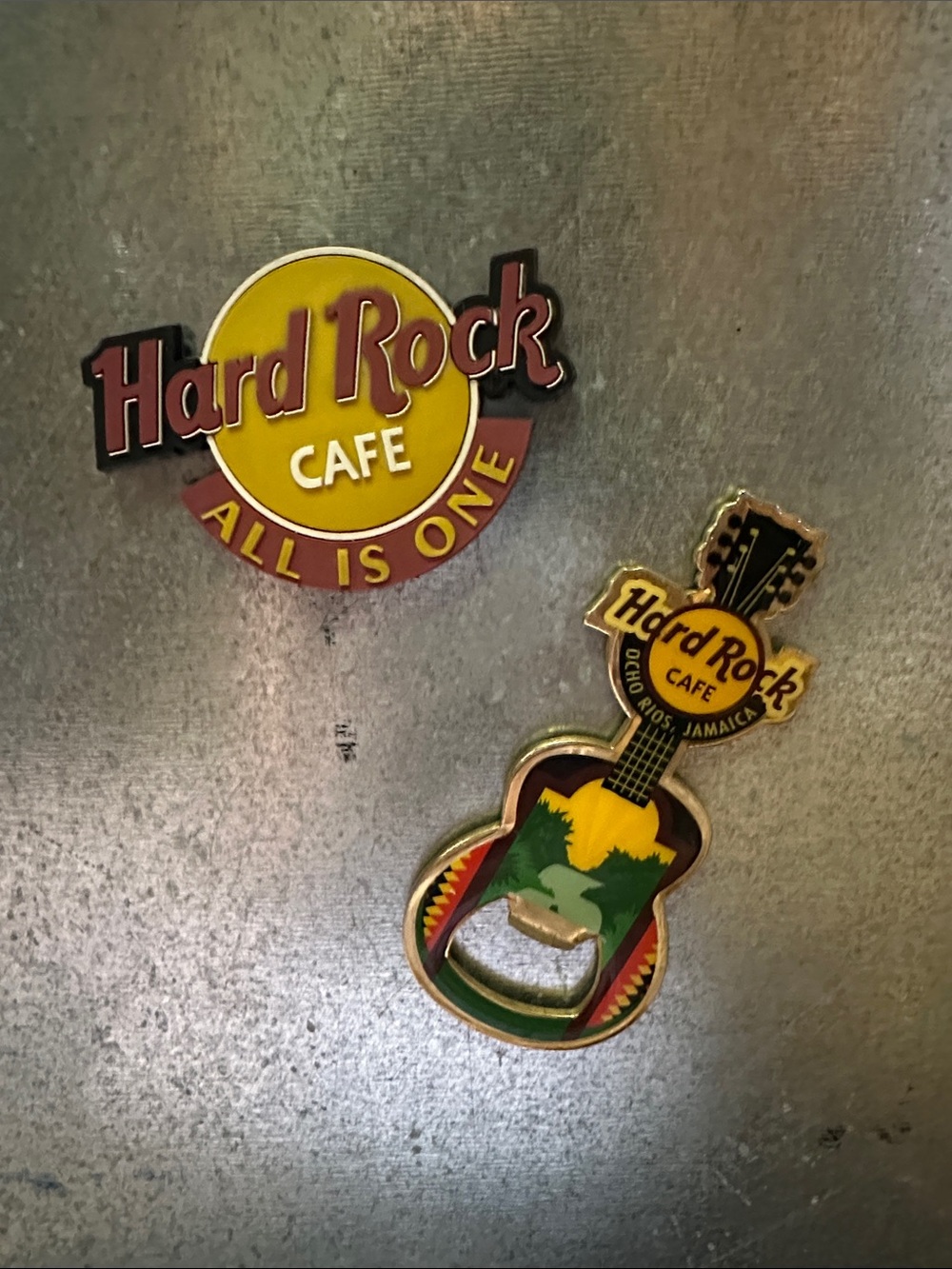 Hard Rock Cafe Ocho Rios Jamaica Bottle Opener Magnet + All Is One Magnet